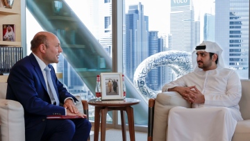 Photo: Maktoum bin Mohammed meets with Andrew Griffith, UK’s Economic Secretary to the Treasury